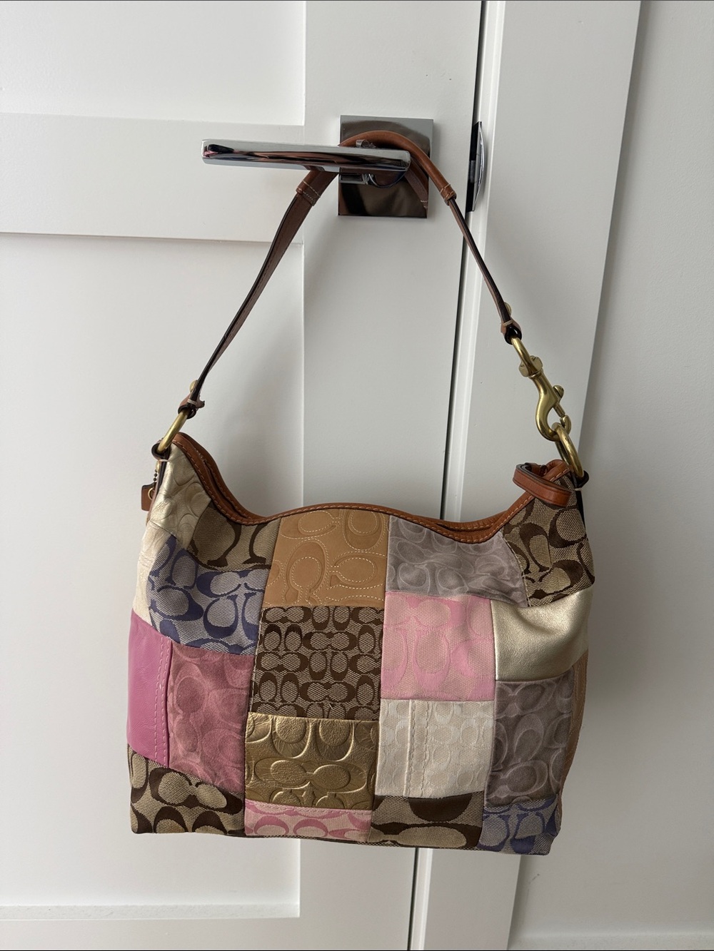 Vintage Coach Patchwork Signature Shoulder Bag